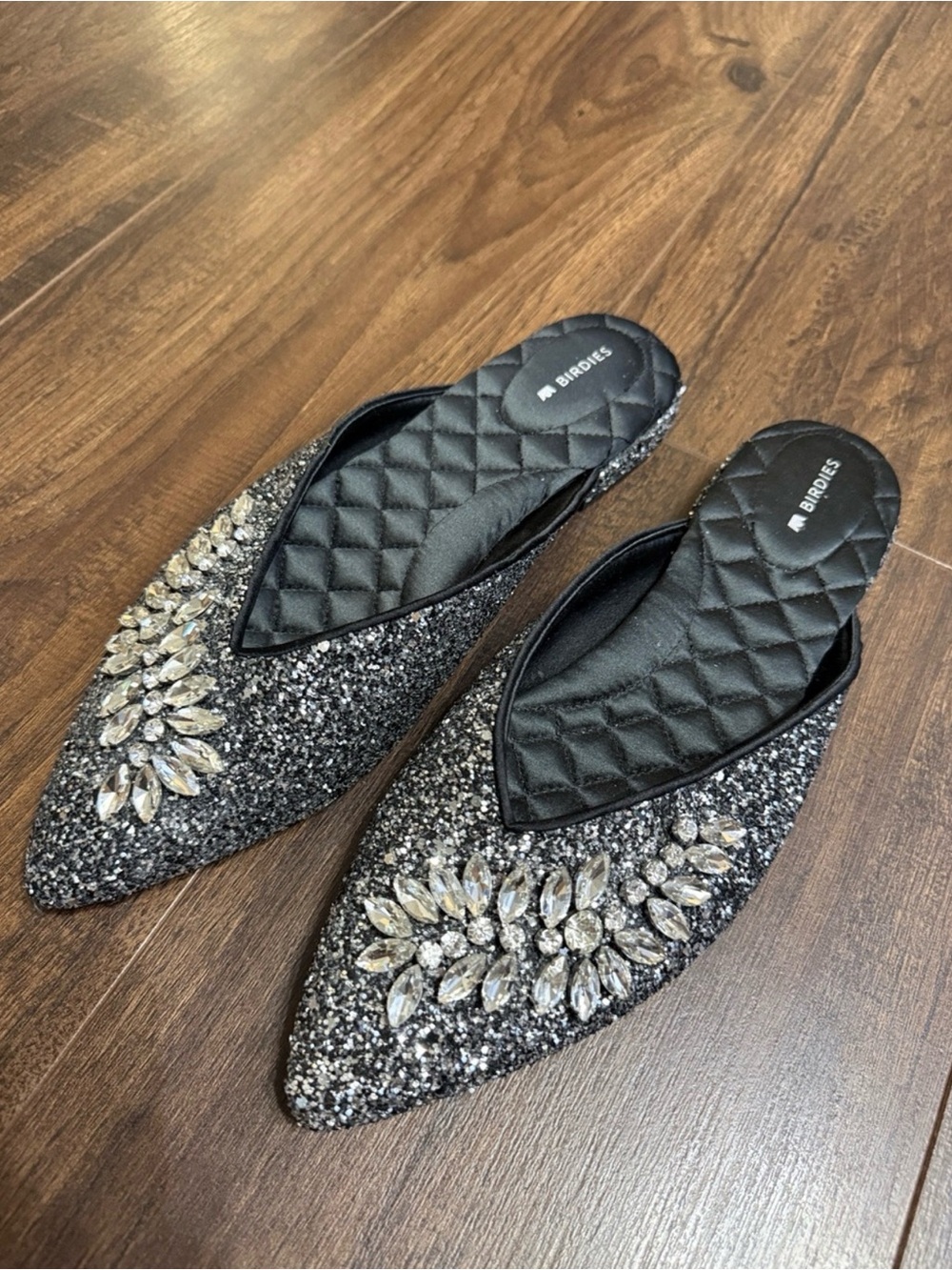 Birdies Pointed Toe Embellished Mules, Sz 9 - Picture 2 of 6